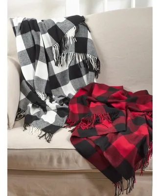 Saro Lifestyle Buffalo Plaid Check Tassel Throw