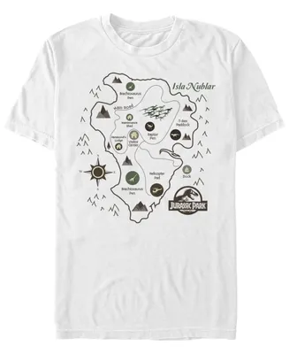 Jurassic Park Men's Isla Nublar Map Short Sleeve T-Shirt