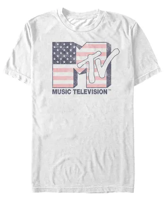 Mtv Men's American Flag Logo Short Sleeve T-Shirt