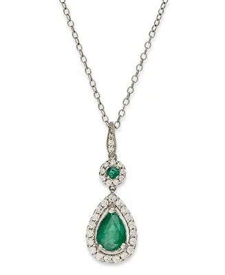 Sapphire (1-1/3 ct. t.w.) and Diamond (1/4 Drop Pendant Necklace Set 14k White Gold (Also Available Emerald)