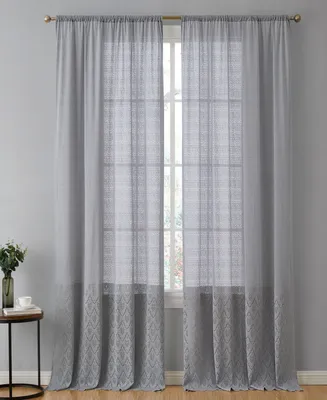 Hlc.me Monaco Premium Soft Decorative Ombre Lace Semi Sheer Light Filtering Rod Pocket Window Treatment Curtain Drapery Panels for Bedroom & Living Ro