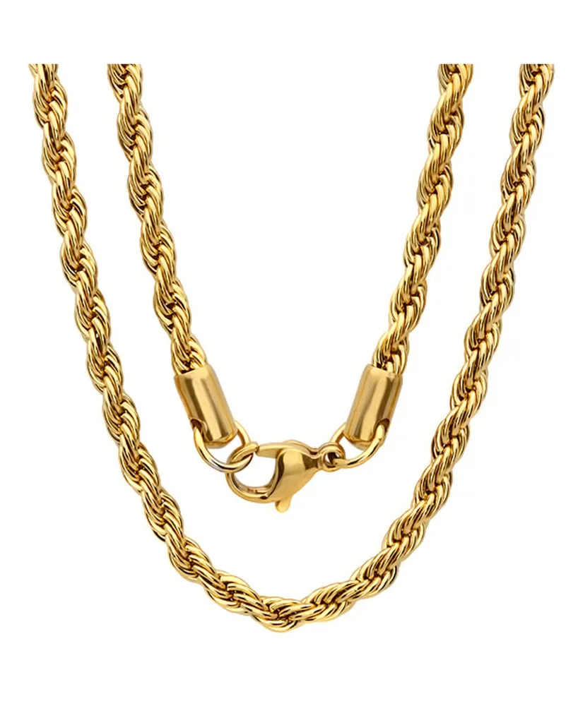 Steeltime Men's 18k gold Plated Stainless Steel Rope Chain 24" Necklace