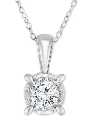 TruMiracle Diamond Solitaire 18" Pendant Necklace (3/4 ct. t.w.) in 14k White Gold