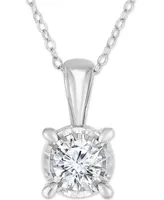 TruMiracle Diamond Solitaire 18" Pendant Necklace (3/4 ct. t.w.) in 14k White Gold
