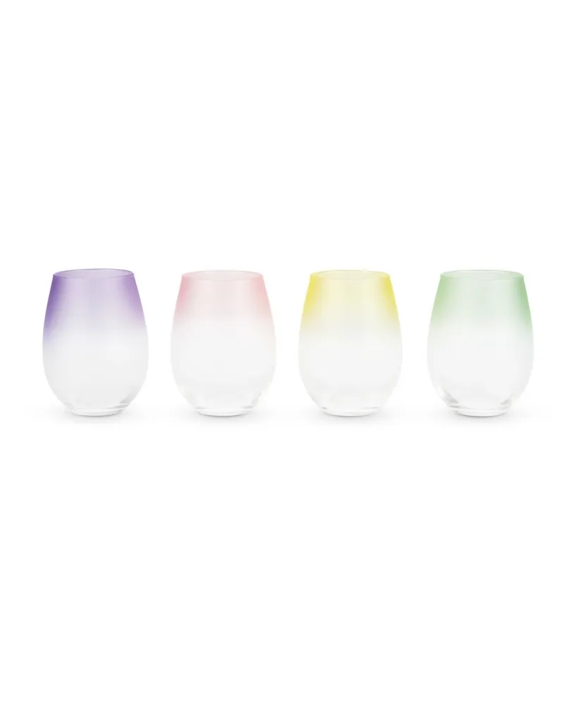 Blush Frosted Ombre Stemless Wine Glasses