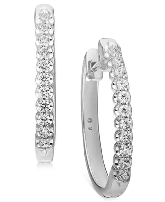 Diamond Small Hoop Earrings (1/2 ct. t.w.) in 10k White Gold (Also available in 10k Yellow Gold), .95"