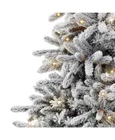 Puleo International 7.5 ft Pre-lit Flocked Birmingham Fir Artificial Christmas Tree 400 Ul listed Clear Lights