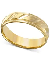 Men's Brushed & Milgrain Band 14k Gold