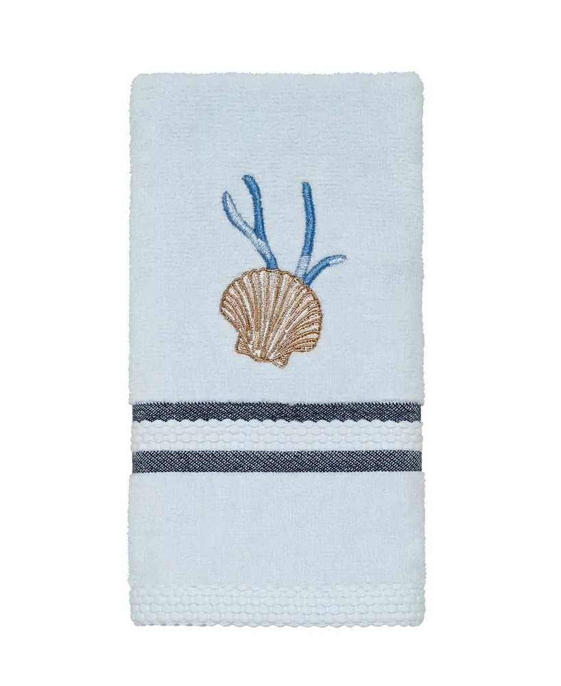 Avanti Blue Lagoon Ombre Seashells Fingertip Towel, 11" x 18"