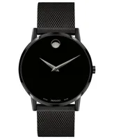 Movado Men's Swiss Museum Black Pvd Mesh Bracelet Watch 40mm