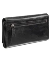 Mancini Equestrian-2 Collection Rfid Secure Trifold Checkbook Wallet