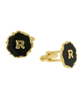 1928 Jewelry 14K Gold-Plated Enamel Initial R Cufflinks