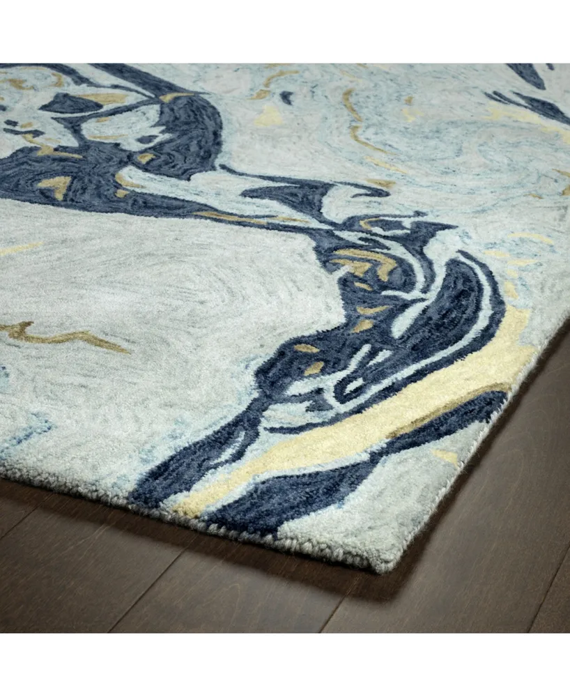 Kaleen Marble MBL01-17 Blue 2'6" x 8' Runner Rug