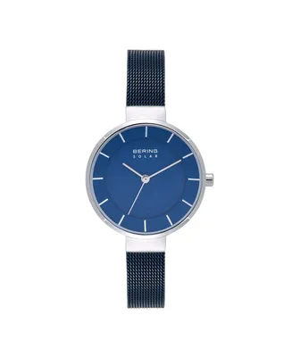 Bering Women's Solar Powered Blue Stainless Steel Mesh Bracelet Watch 31mm