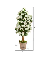 Nearly Natural 59" Azalea Artificial Tree in Farmhouse Planter