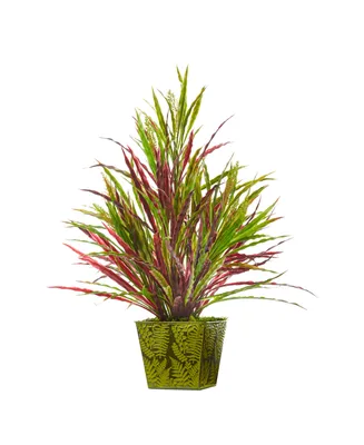 Nearly Natural 24" Fall Vanilla Grass Artificial Plant in Green Planter