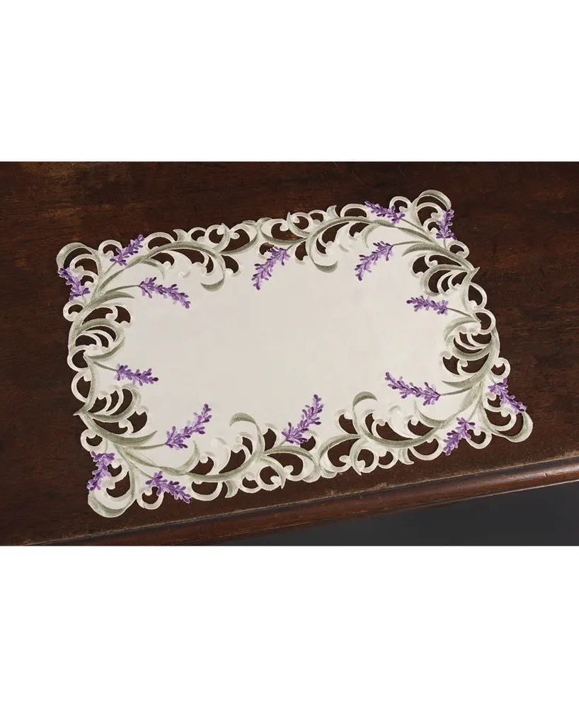 Xia Home Fashions Lavender Lace Embroidered Cutwork Placemats, 13" x 19", Set of 4