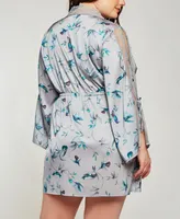 iCollection Plus Hummingbird Print Robe Lingerie, Online Only