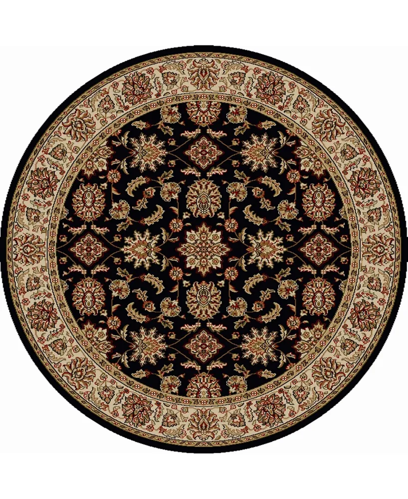 Closeout! Km Home 1592/1015/Black Pesaro Black 5'3" x 5'3" Round Area Rug