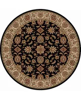 Closeout! Km Home 1592/1015/Black Pesaro Black 5'3" x 5'3" Round Area Rug