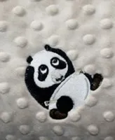 Lil' Cub Hub Minky Baby Boy Blanket With Embroidered Panda