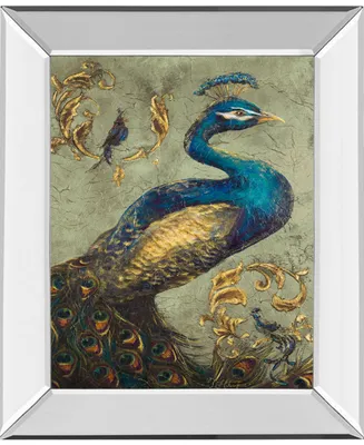 Classy Art Peacock on Sage I by Tiffany Hakimipour Mirror Framed Print Wall Art - 22" x 26"