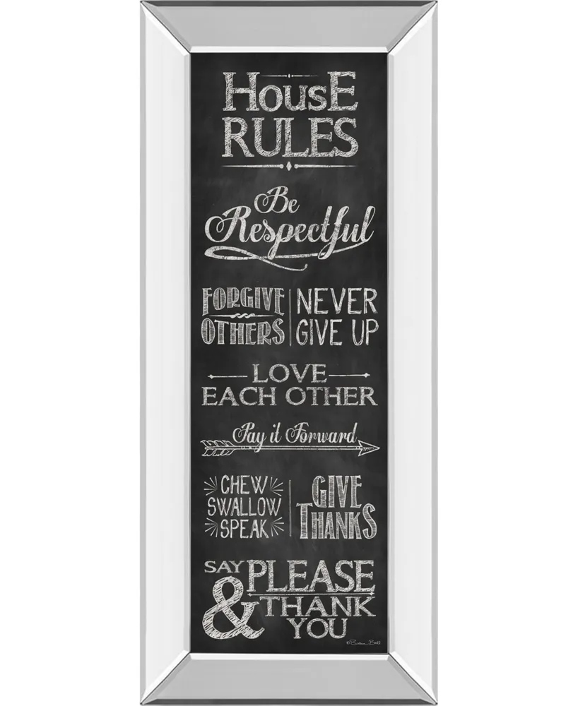 Classy Art House Rules by Susan Ball Mirror Framed Print Wall Art - 18" x 42"