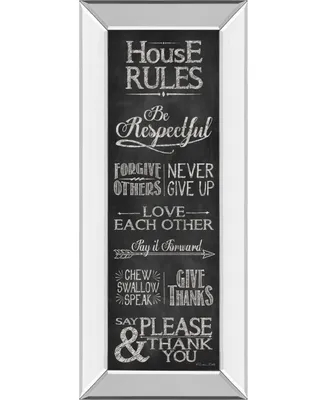 Classy Art House Rules by Susan Ball Mirror Framed Print Wall Art - 18" x 42"