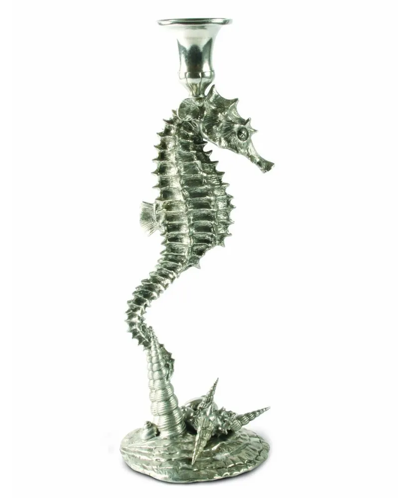 Vagabond House Pewter Seahorse Candlestick Holder Tall Centerpiece Display