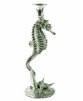 Vagabond House Pewter Seahorse Candlestick Holder Tall Centerpiece Display