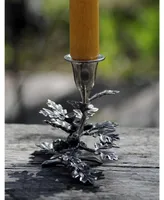 Vagabond House Pewter Metal Oak Leaf Candlestick Holder