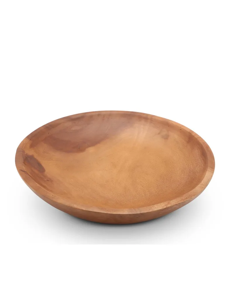 Arthur Court Acacia Wood Serving Bowl for Fruits or Salads Calabash Round Shape Style Large Wooden Single Bowl