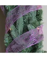 Northlight Pack of 12 Glittering Purple Wired Christmas Craft Ribbon Spools - 2.5" x 120 Yards Total