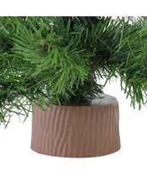 Northlight 18" Mini Pine Artificial Christmas Tree in Faux Wood Base - Unlit