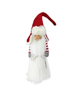 Northlight 24" Traditional Christmas Slim Santa Gnome with White Fur Suit and Red Hat