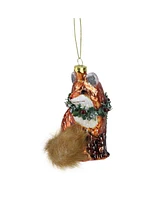 Northlight 4.5" Fox with Faux Fur Tail and Wreath Christmas Ornament