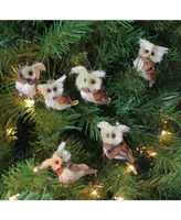 Northlight Pack of 6 Holiday Moments Brown and Tan Owl Christmas Ornaments 2.75"