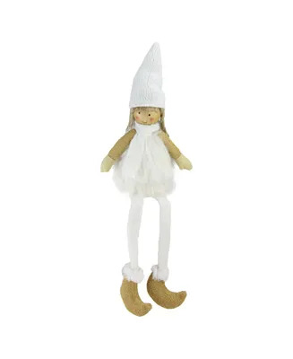 Northlight 16" Sitting Girl with Hat Scarf and Dangling Legs Tabletop Decoration