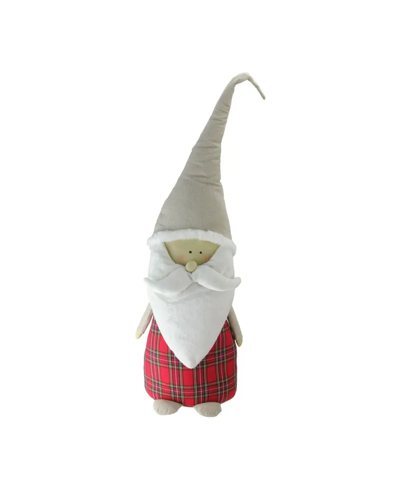 Northlight 28.5" Plaid Elegant Standing Blushing Santa Gnome Tabletop Decoration