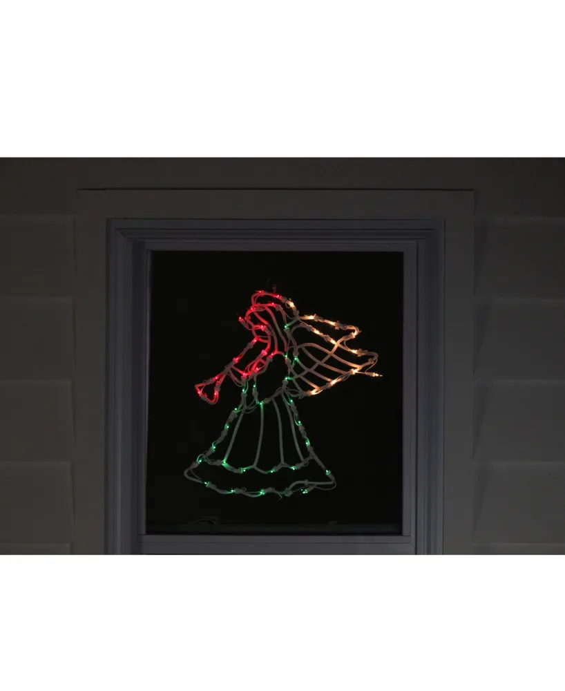 Northlight 18" Lighted Red White and Green Angel Christmas Window Silhouette Decoration