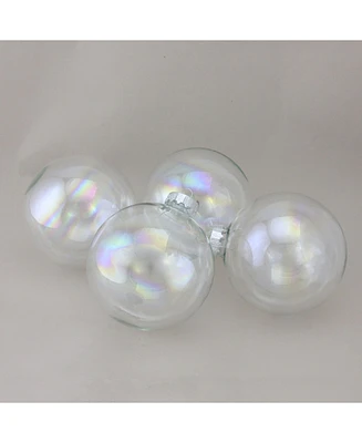 Northlight 4-Piece Iridescent Glass Ball Christmas Ornament Set 4" 100mm