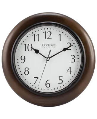 La Crosse Clock 404-2625 10" Solid Wood Analog Wall Clock