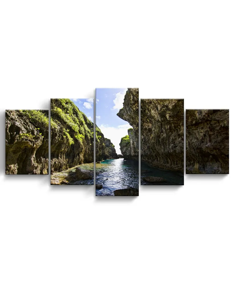 Ready2HangArt Perfect Escape 5 Piece Wrapped Canvas Coastal Wall Art Set, 30" x 60"