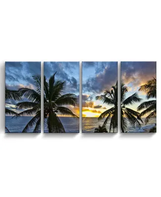Ready2HangArt Niue Sunset Iii 4 Piece Wrapped Canvas Coastal Wall Art Set, 24" x 48"
