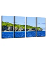 Ready2HangArt Niue Pano 4 Piece Wrapped Canvas Coastal Wall Art Set, 24" x 48"