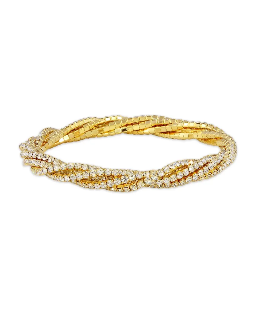 Macy's Gold Tone 5 Row Crystal Stretchy Bracelet