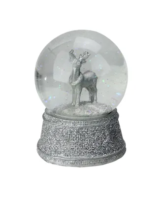 Northlight 5.5" Silver Glittered Reindeer Snow Globe Snow Dome Christmas Decoration