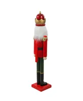 Northlight 36" Red and Green Velvet Wooden Christmas Nutcracker King