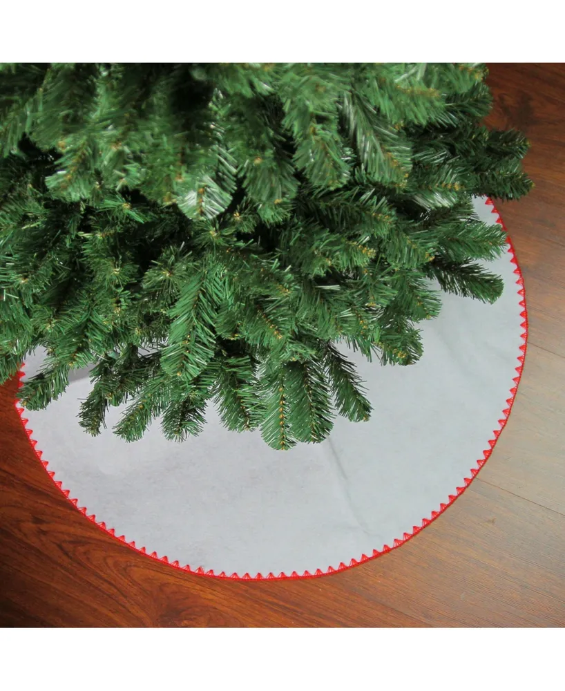 Northlight 26" White with Red Shell Stitching Mini Christmas Tree Skirt