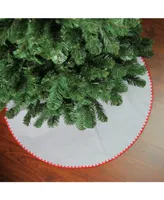 Northlight 26" White with Red Shell Stitching Mini Christmas Tree Skirt